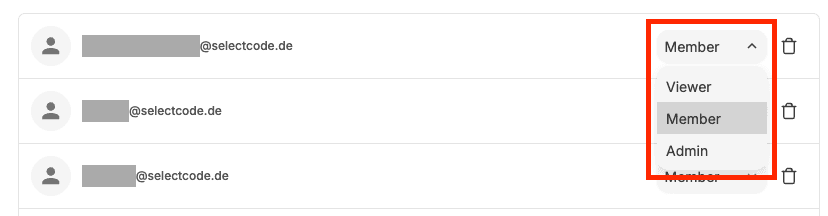 Rolle eines Mitglieds ändern