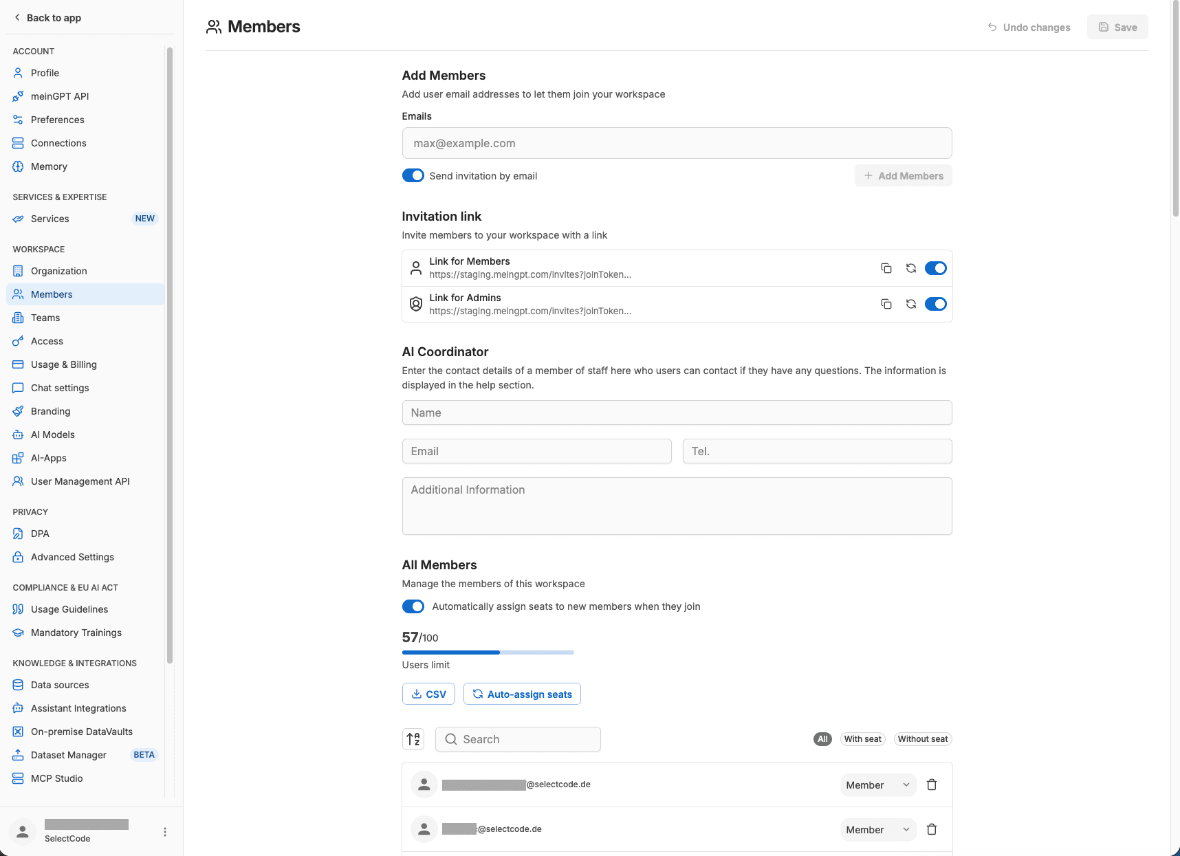 Übersicht der Nutzerverwaltung