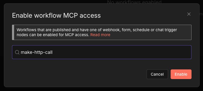 Schritt 2: Workflow-MCP-Zugang aktivieren
