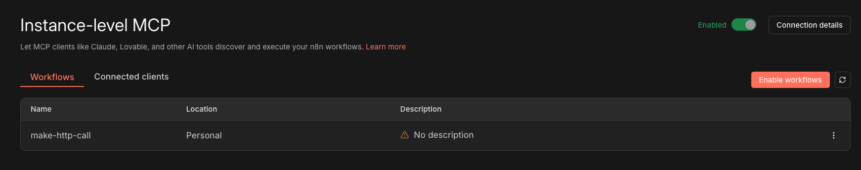 Schritt 3: Workflow-MCP-Zugang aktivieren