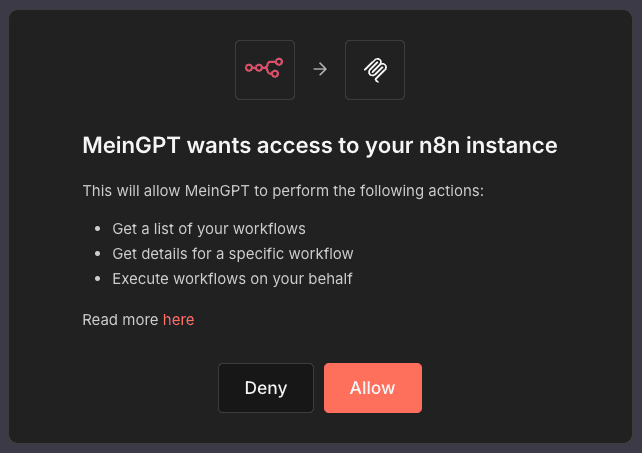 Tool-Authentifizierung erfolgreich in meinGPT